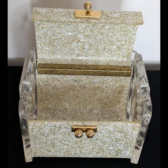 Amazing CHARLES KAHN Confetti Lucite Box Purse from the 1950s, VG-EX Cond - Picture 8 of 10